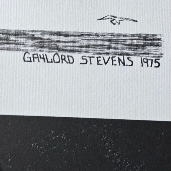Gaylord Stevens Nautical Pen & Ink Prints Framed Art Seagull Ship Set 1975 1976 - Picture 5 of 9